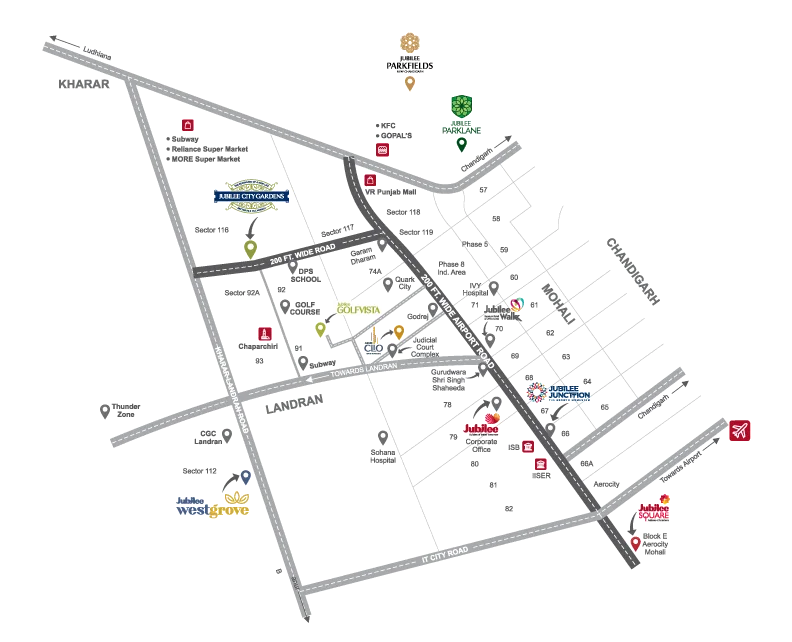 City Garden Location map  mohali